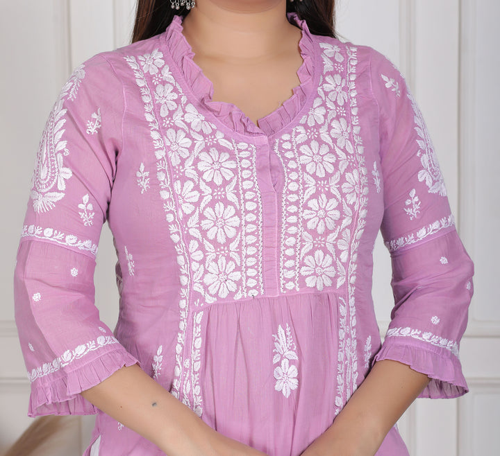 Raasha Mul Cotton Chikankari Nyra Kurti