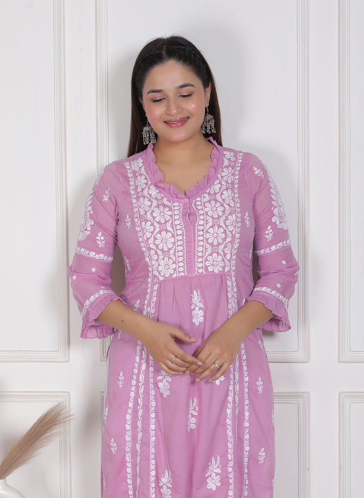 Raasha Mul Cotton Chikankari Nyra Kurti