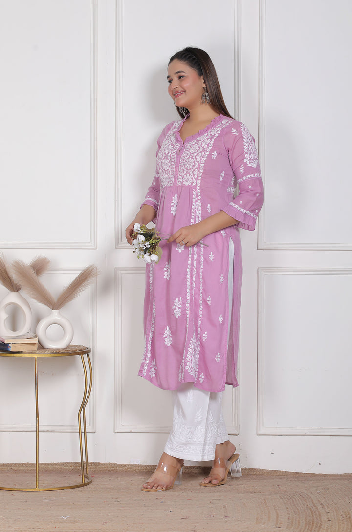 Raasha Mul Cotton Chikankari Nyra Kurti