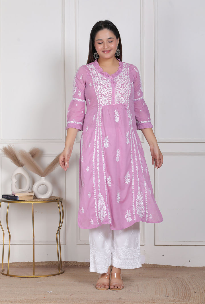 Raasha Mul Cotton Chikankari Nyra Kurti