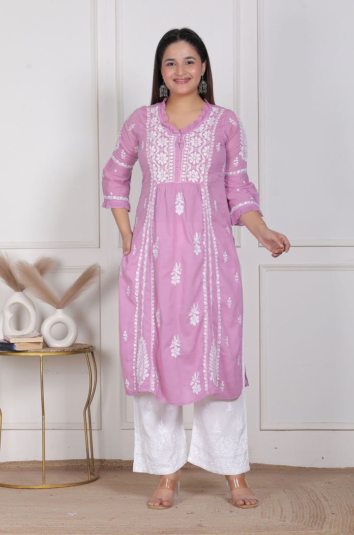 Raasha Mul Cotton Chikankari Nyra Kurti