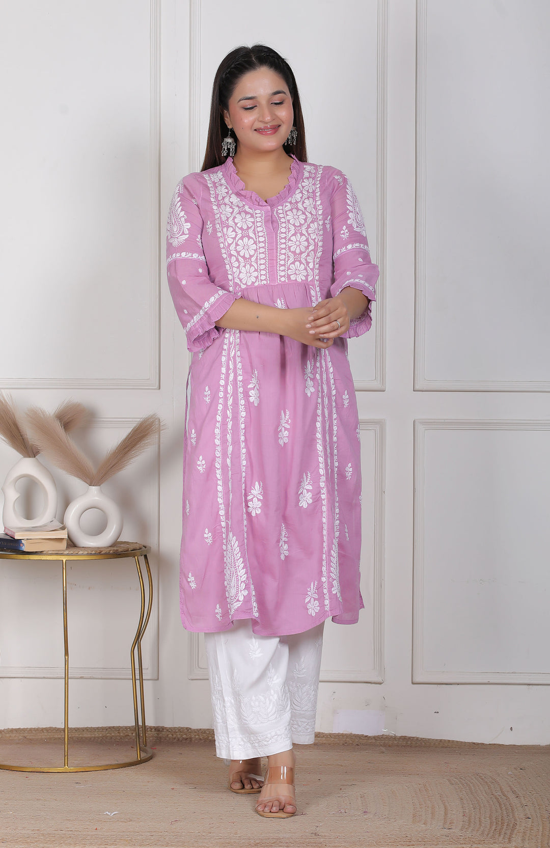 Raasha Mul Cotton Chikankari Nyra Kurti