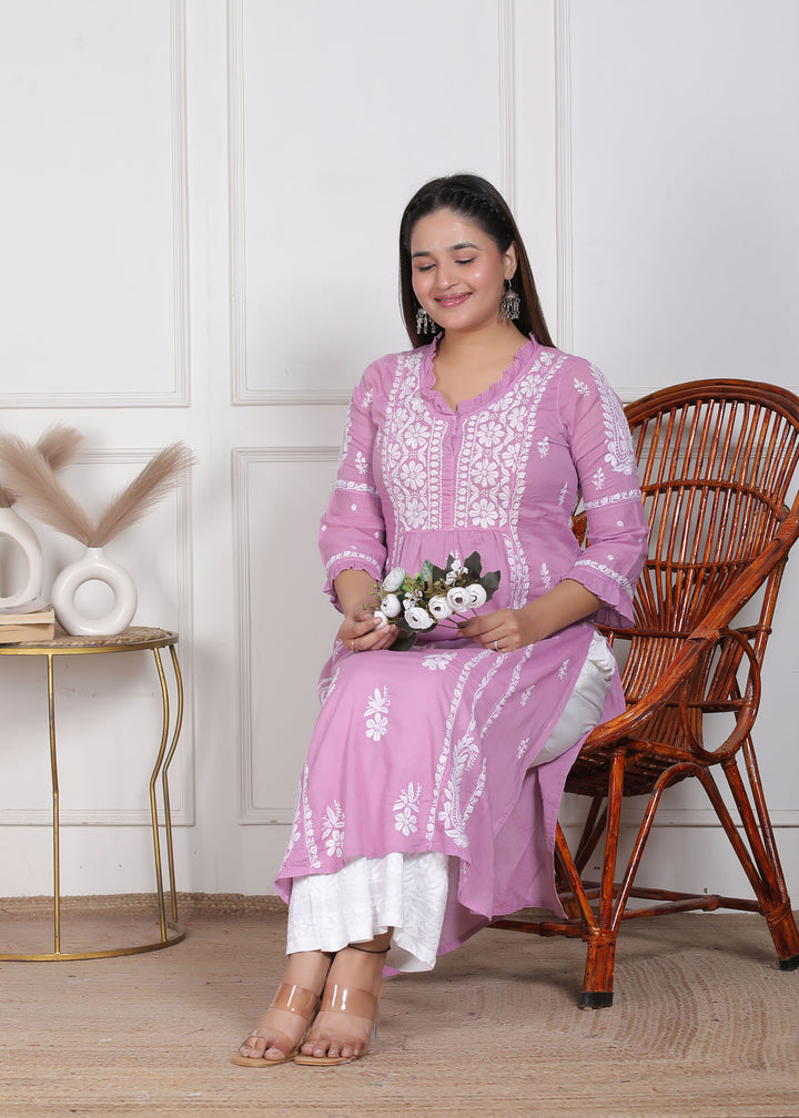 Raasha Mul Cotton Chikankari Nyra Kurti