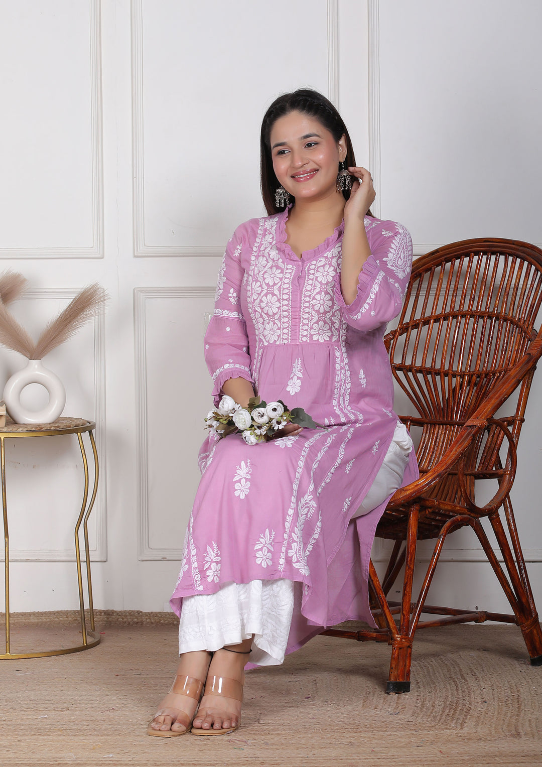 Raasha Mul Cotton Chikankari Nyra Kurti
