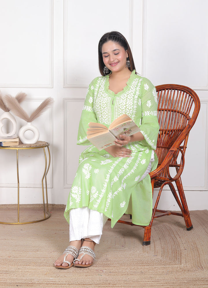 Raasha Mul Cotton Chikankari Nyra Kurti