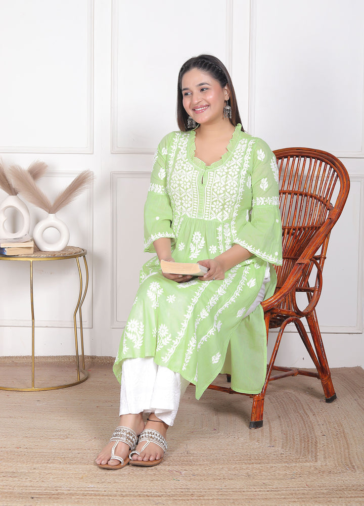 Raasha Mul Cotton Chikankari Nyra Kurti