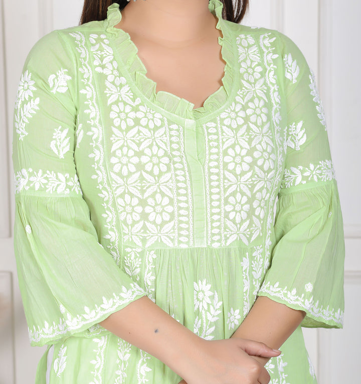 Raasha Mul Cotton Chikankari Nyra Kurti