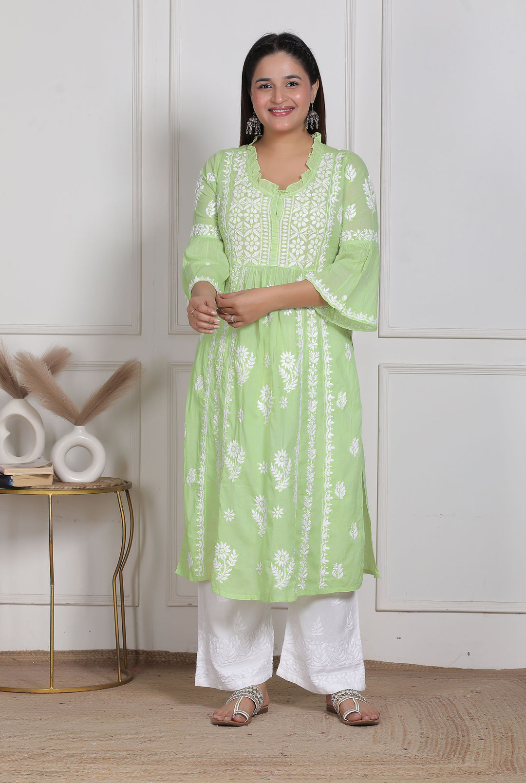 Raasha Mul Cotton Chikankari Nyra Kurti
