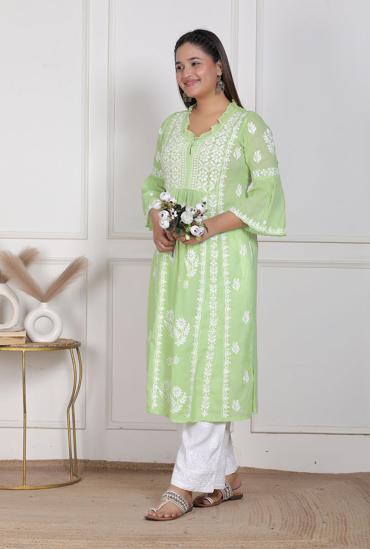 Raasha Mul Cotton Chikankari Nyra Kurti