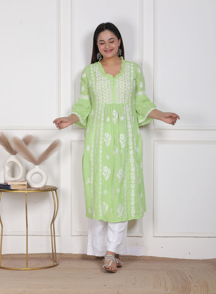 Raasha Mul Cotton Chikankari Nyra Kurti