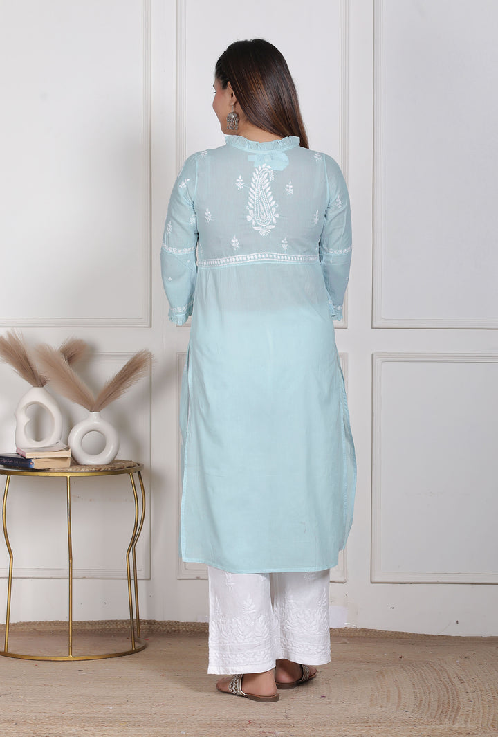 Raasha Mul Cotton Chikankari Nyra Kurti