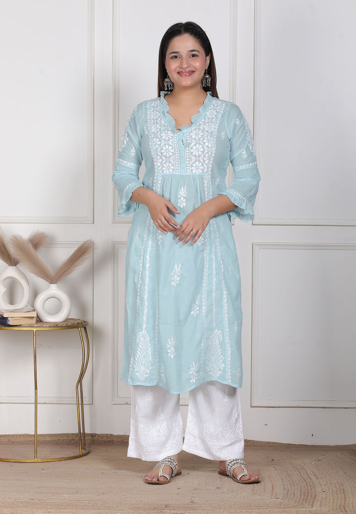 Raasha Mul Cotton Chikankari Nyra Kurti