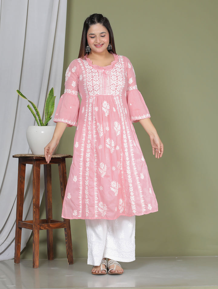 Raasha Mul Cotton Chikankari Nyra Kurti