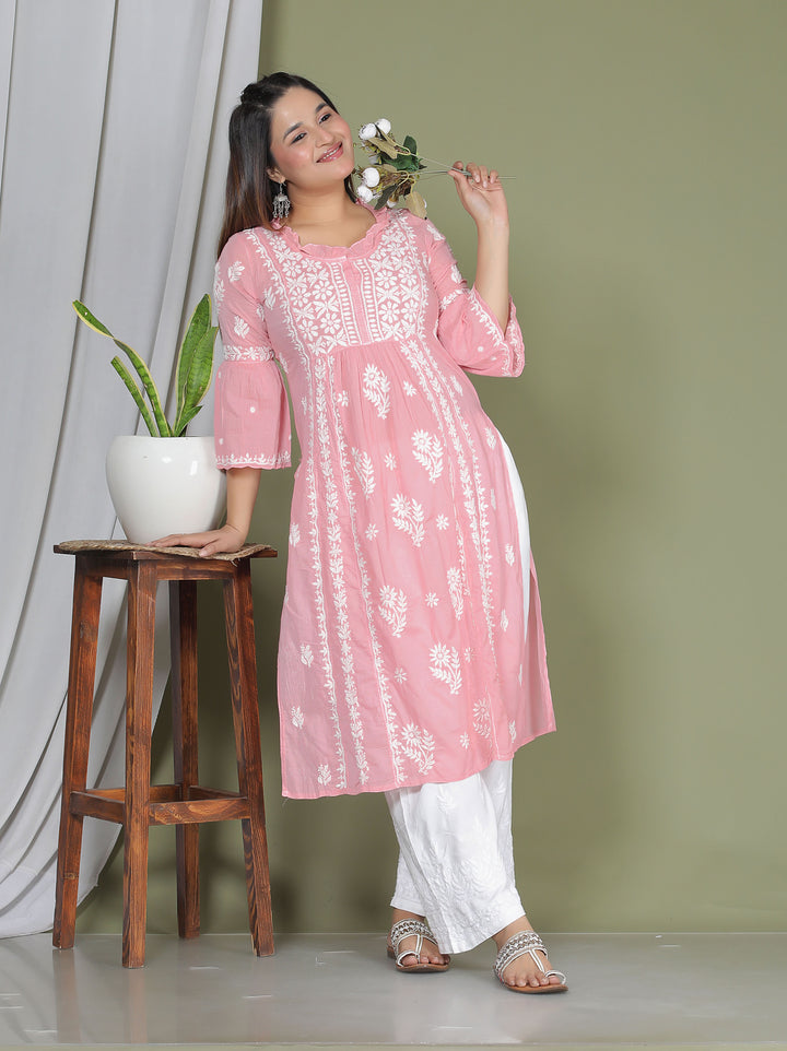 Raasha Mul Cotton Chikankari Nyra Kurti