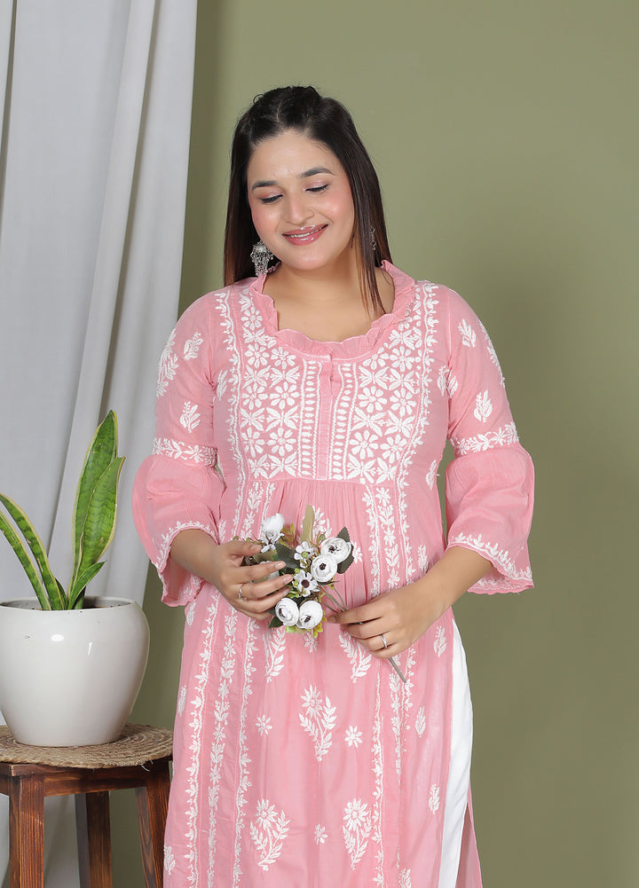 Raasha Mul Cotton Chikankari Nyra Kurti