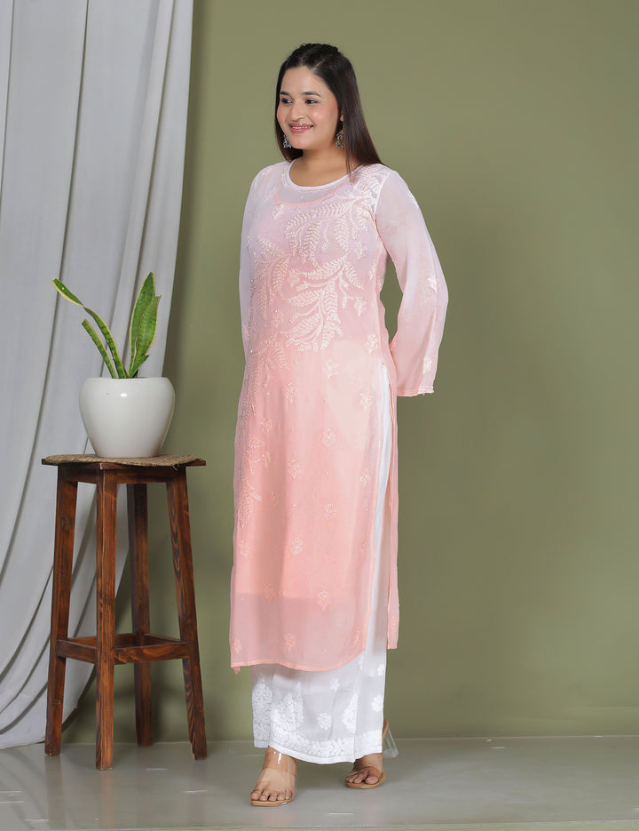 Hanifa Viscose chikankari long kurti