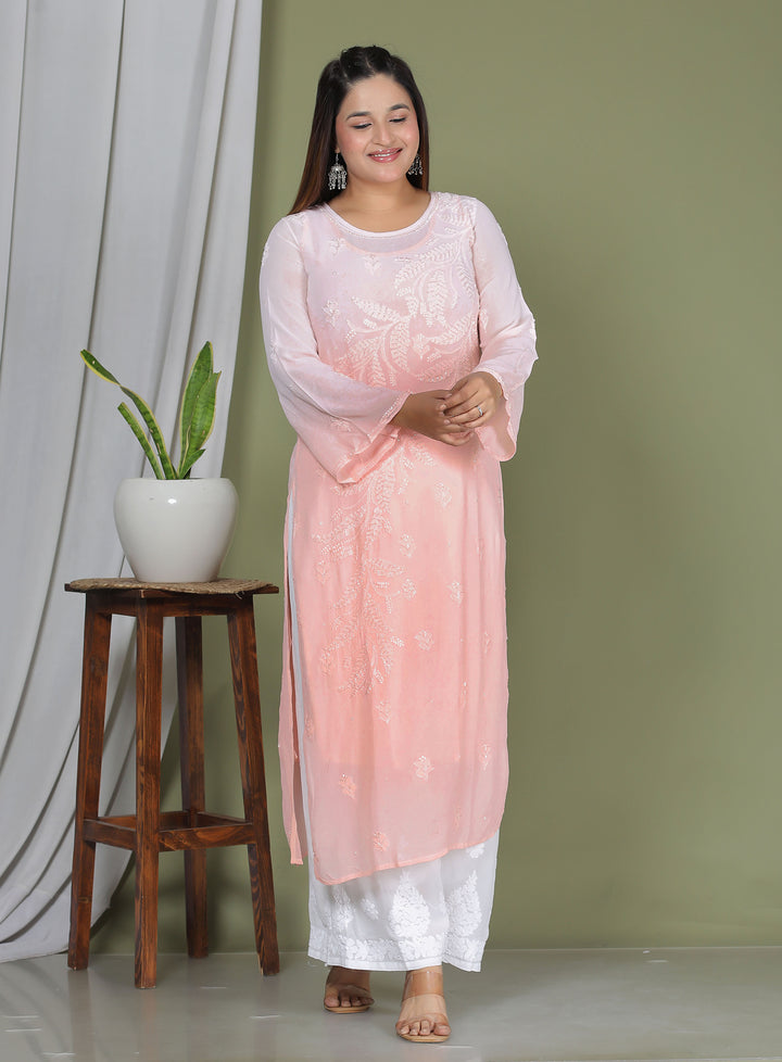 Hanifa Viscose chikankari long kurti