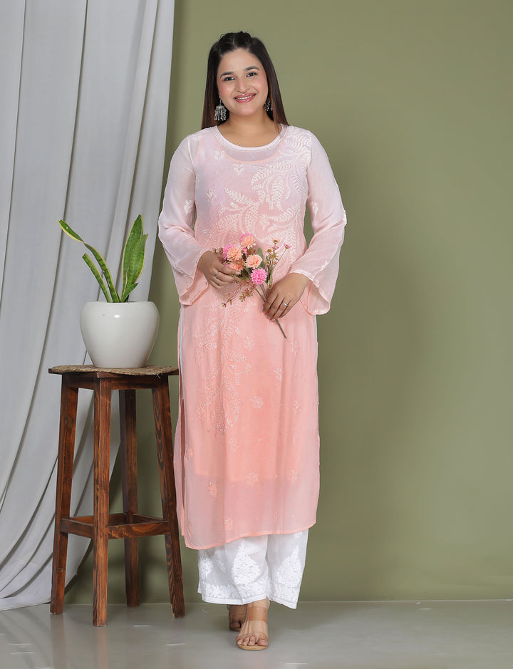 Hanifa Viscose chikankari long kurti