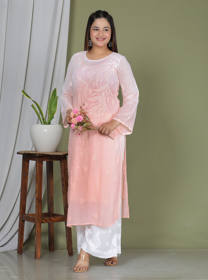 Hanifa Viscose chikankari long kurti