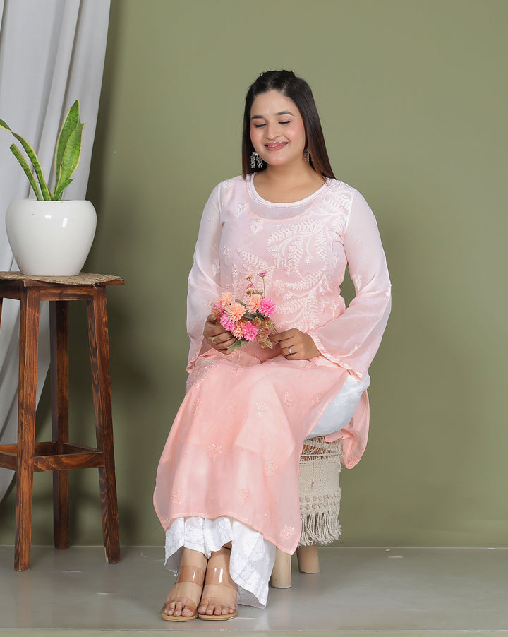 Hanifa Viscose chikankari long kurti