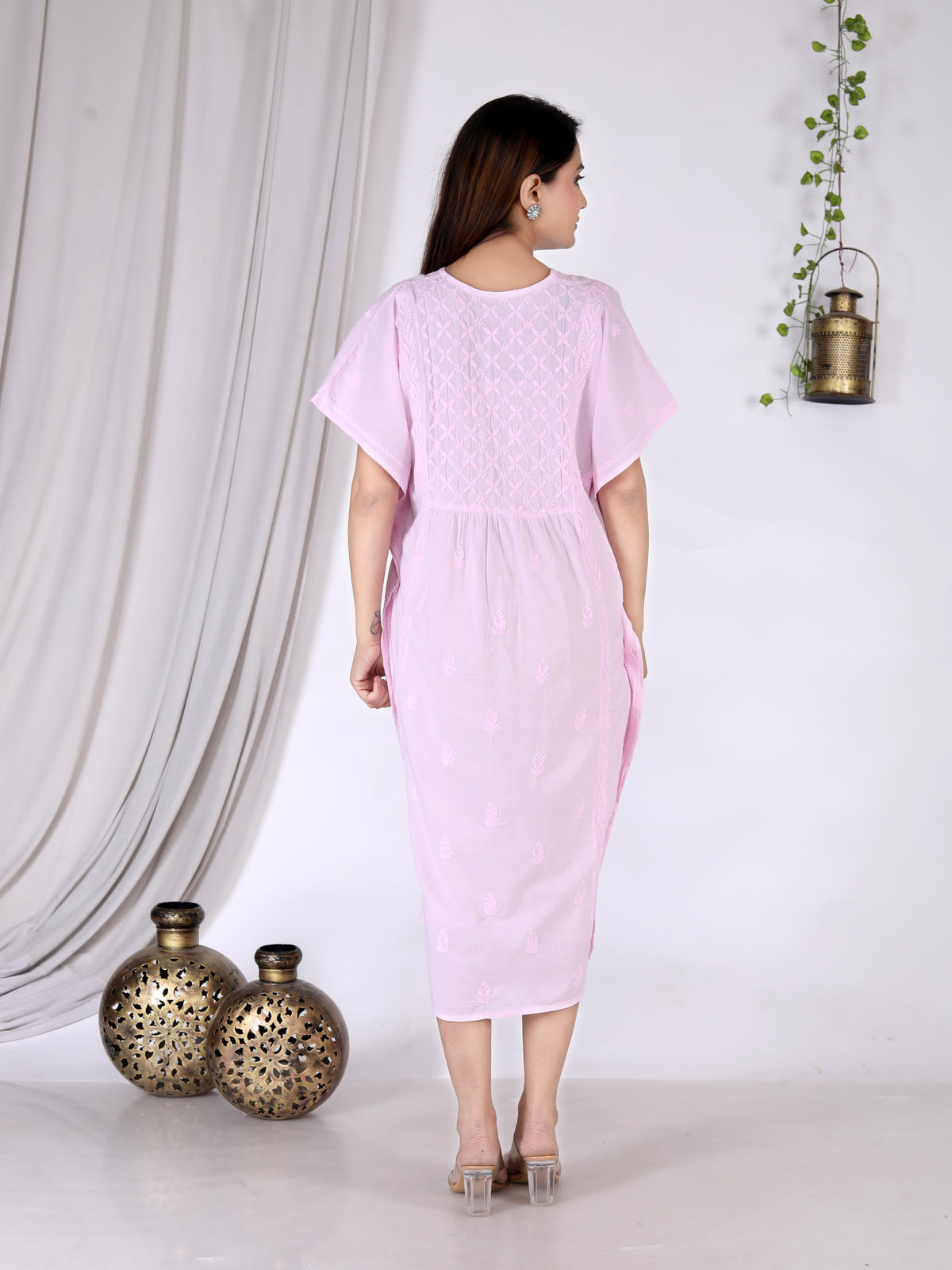 Aasin Cotton Chikankari Kaftan