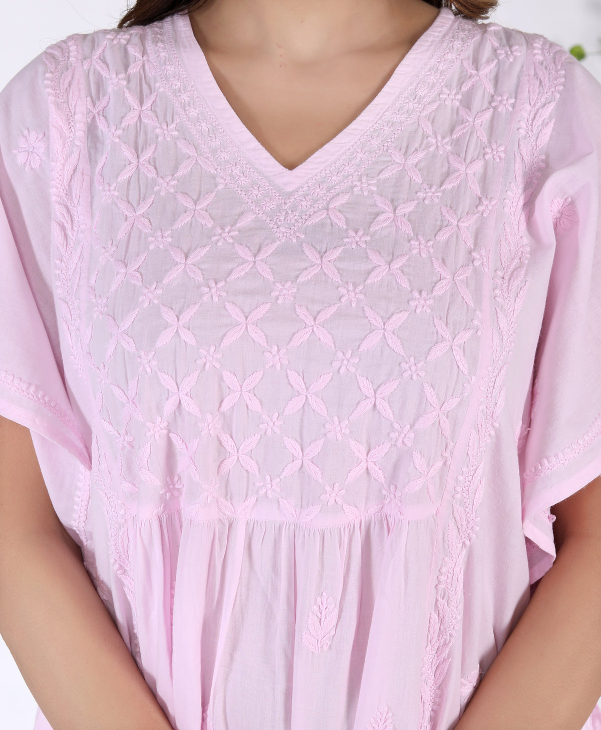 Aasin Cotton Chikankari Kaftan
