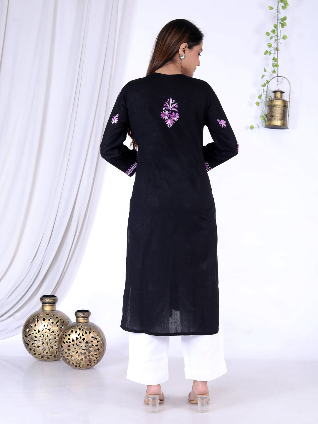 JANNAT COTTON CHIKANKARI LONG KURTI