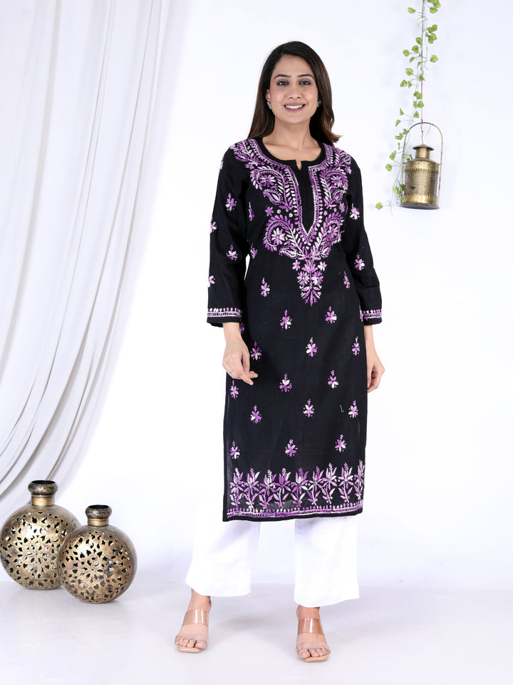 JANNAT COTTON CHIKANKARI LONG KURTI