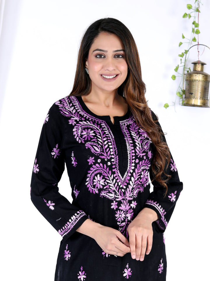 JANNAT COTTON CHIKANKARI LONG KURTI