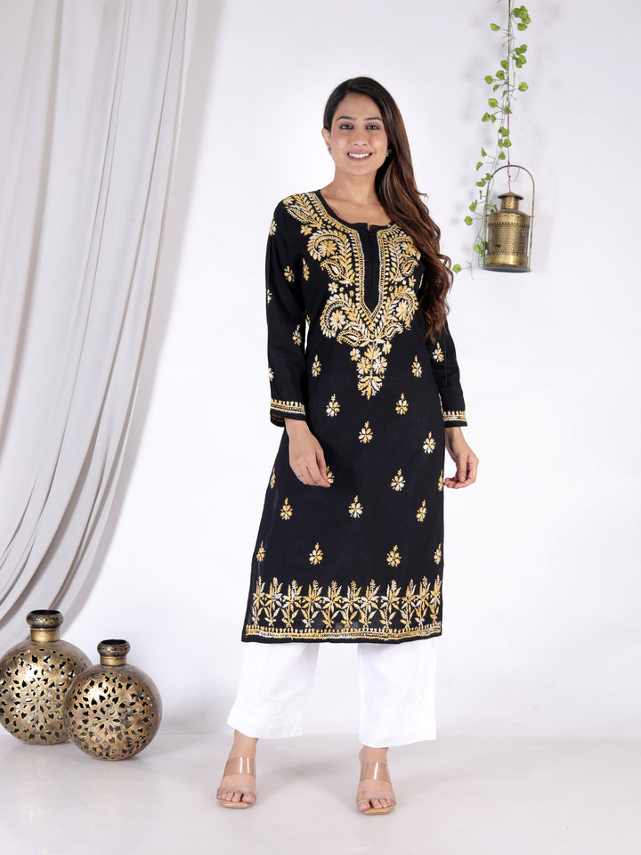 JANNAT COTTON CHIKANKARI LONG KURTI