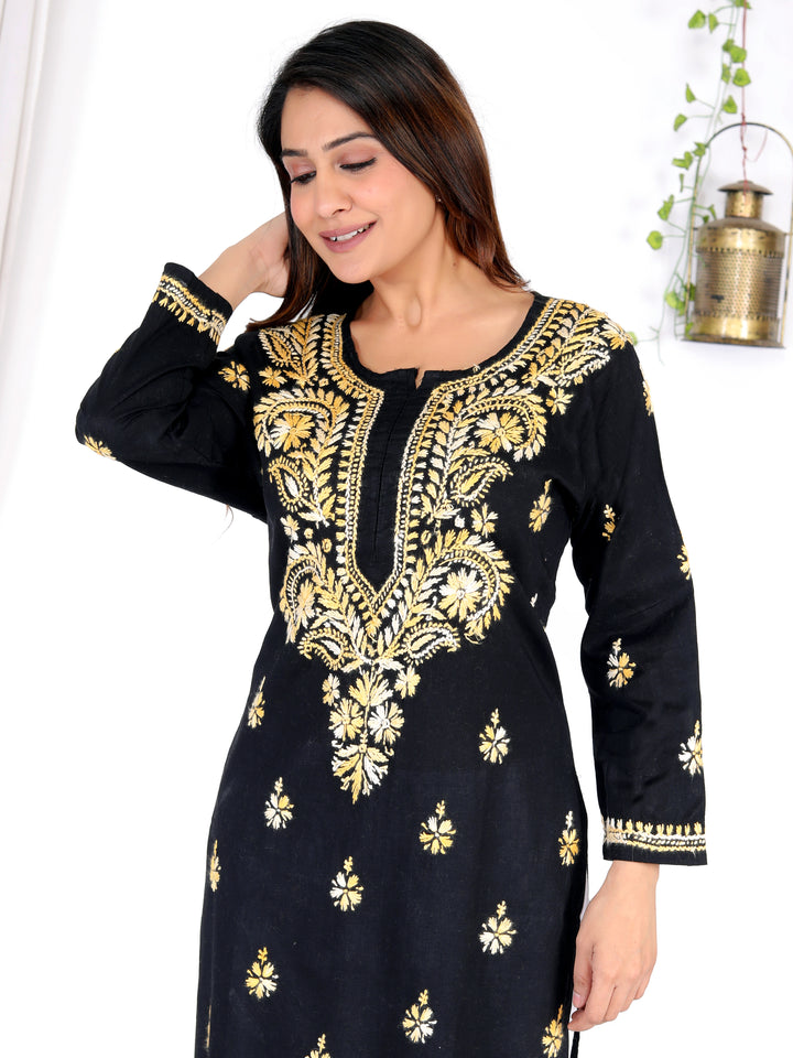 JANNAT COTTON CHIKANKARI LONG KURTI