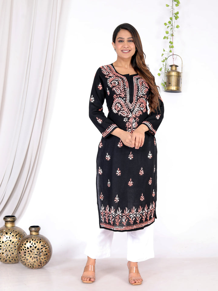 JANNAT COTTON CHIKANKARI LONG KURTI