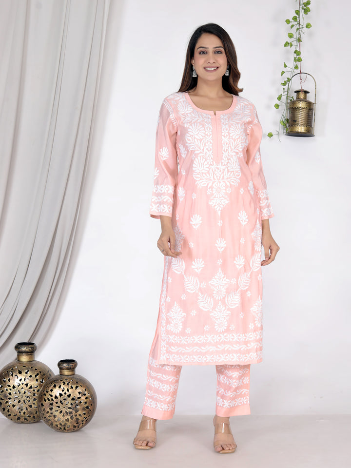 KARISHMA ROMAN SILK CHIKANKARI CO-ORD SET