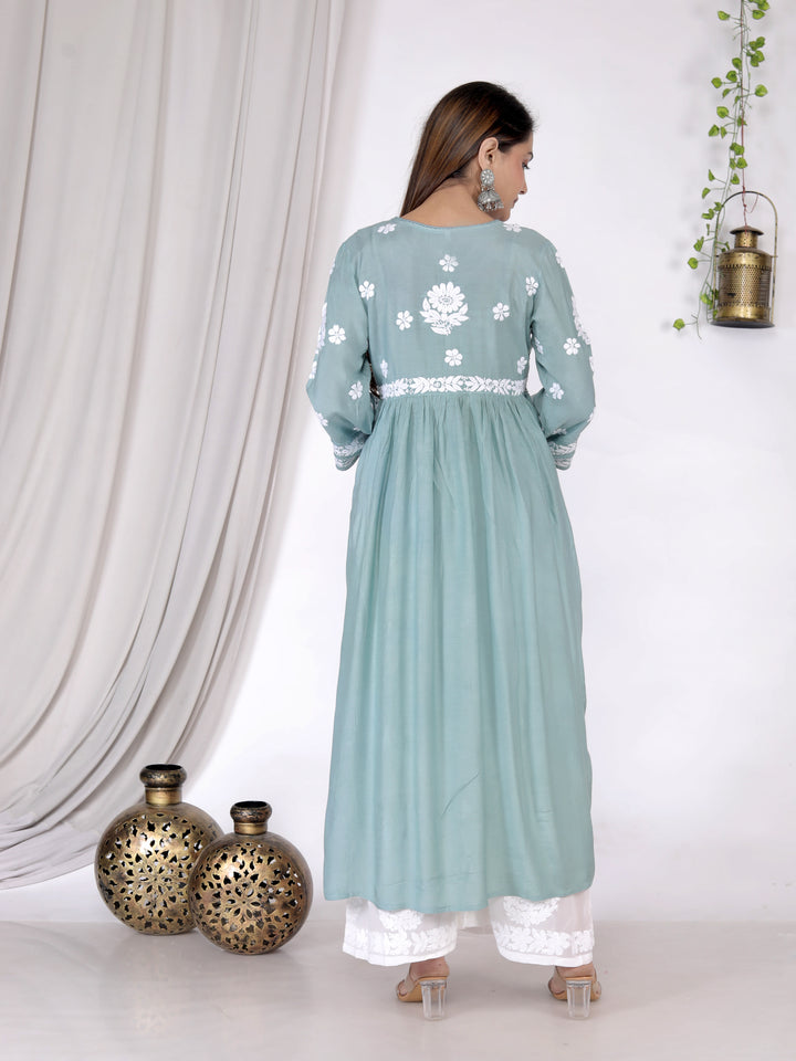 RIDA MUSLIN CHIKANKARI GOWN