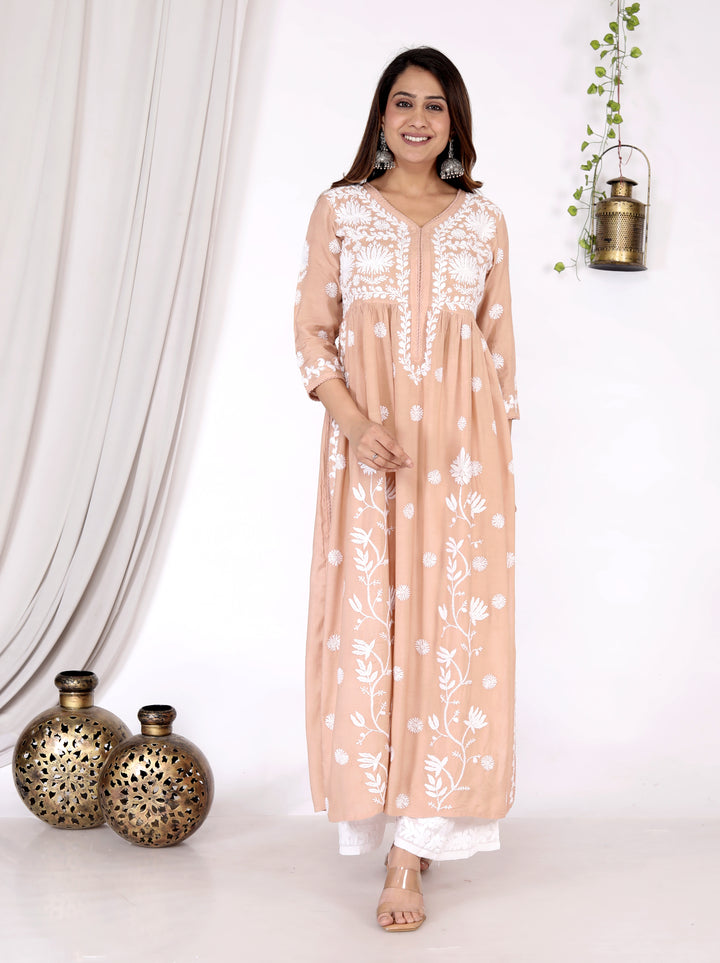 AAIRA MUSLIN CHIKANKARI GOWN