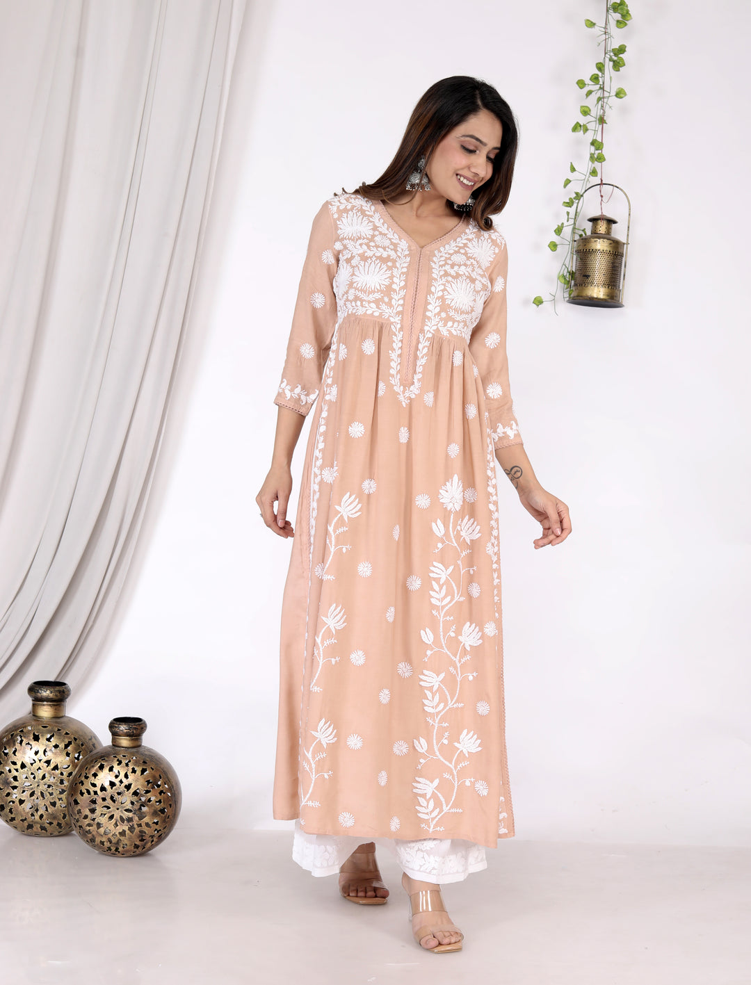 AAIRA MUSLIN CHIKANKARI GOWN