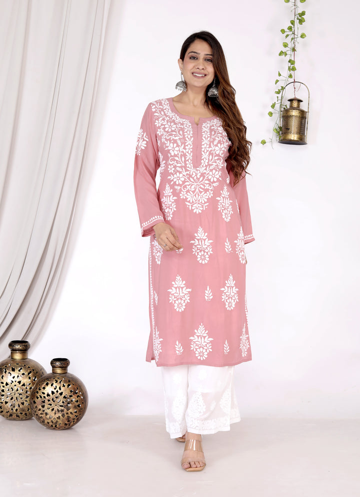 SANVI CHIKANKARI MODAL LONG KURTI