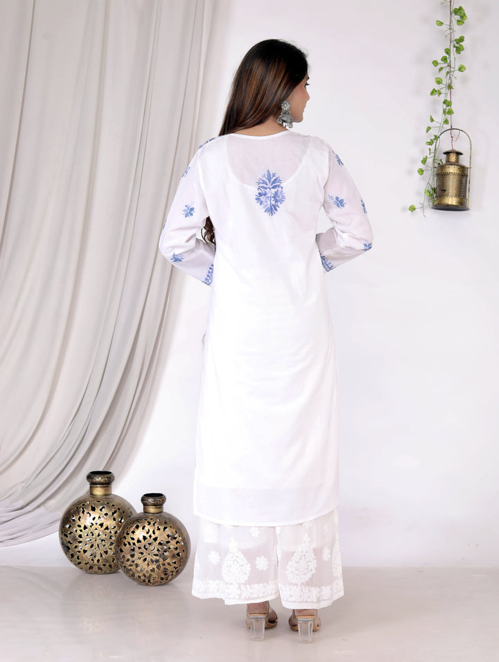 SAIMA COTTON CHIKANKARI LONG KURTI