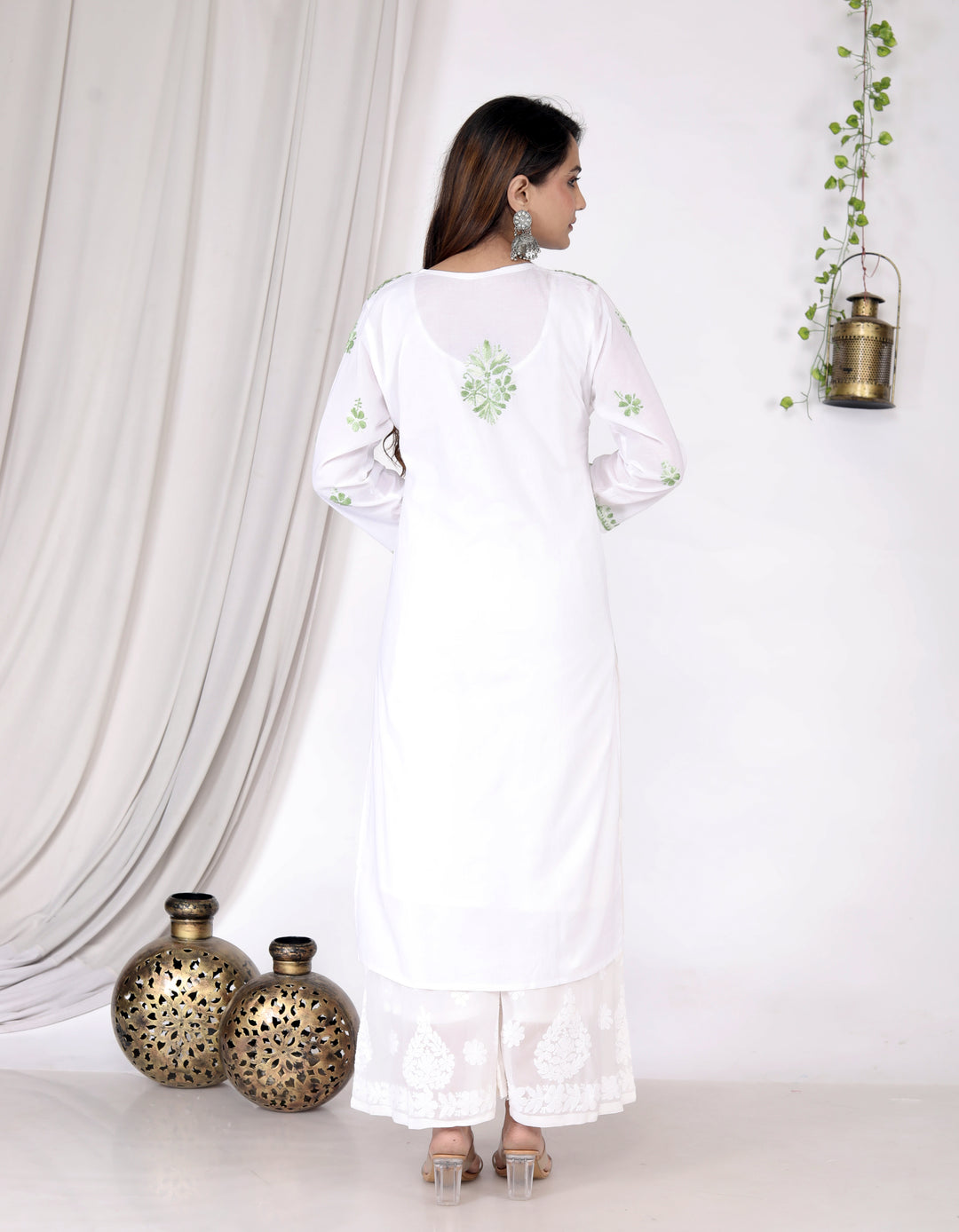 SAIMA COTTON CHIKANKARI LONG KURTI