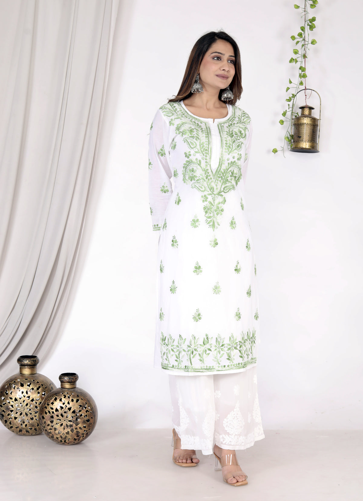 Saima Cotton Chikankari Long Kurti