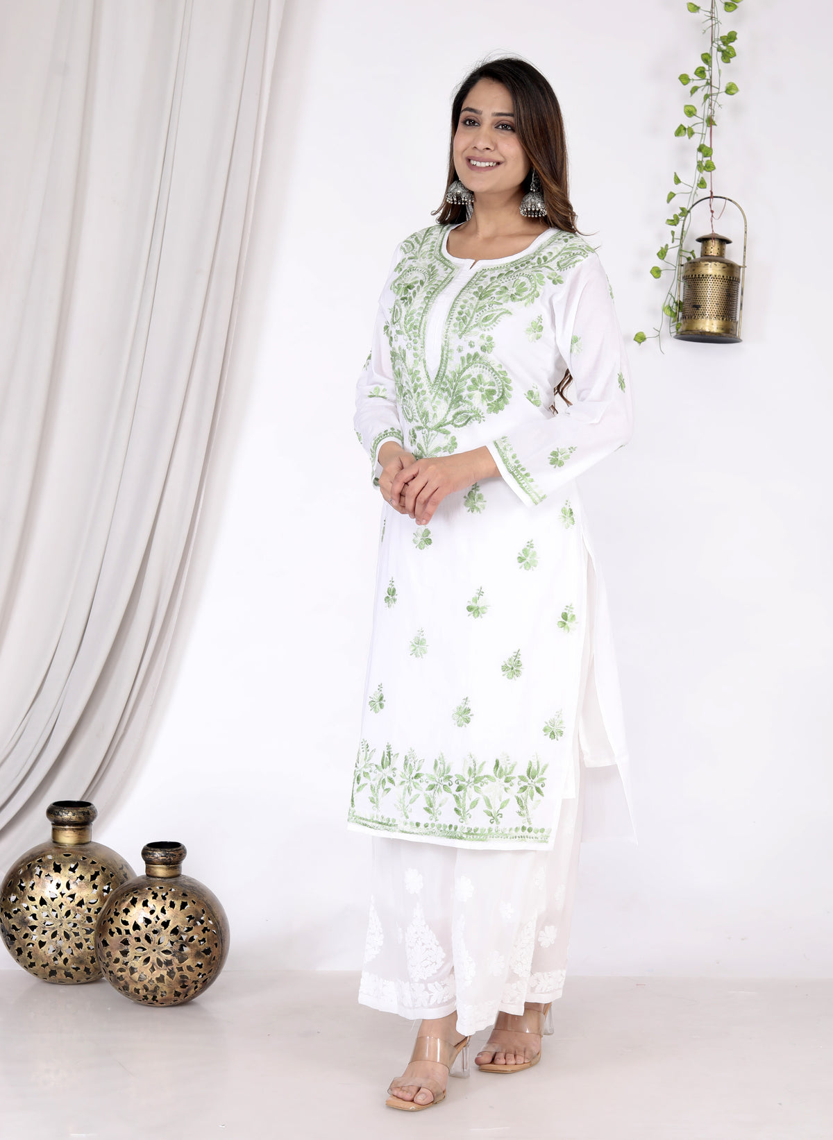 Saima Cotton Chikankari Long Kurti