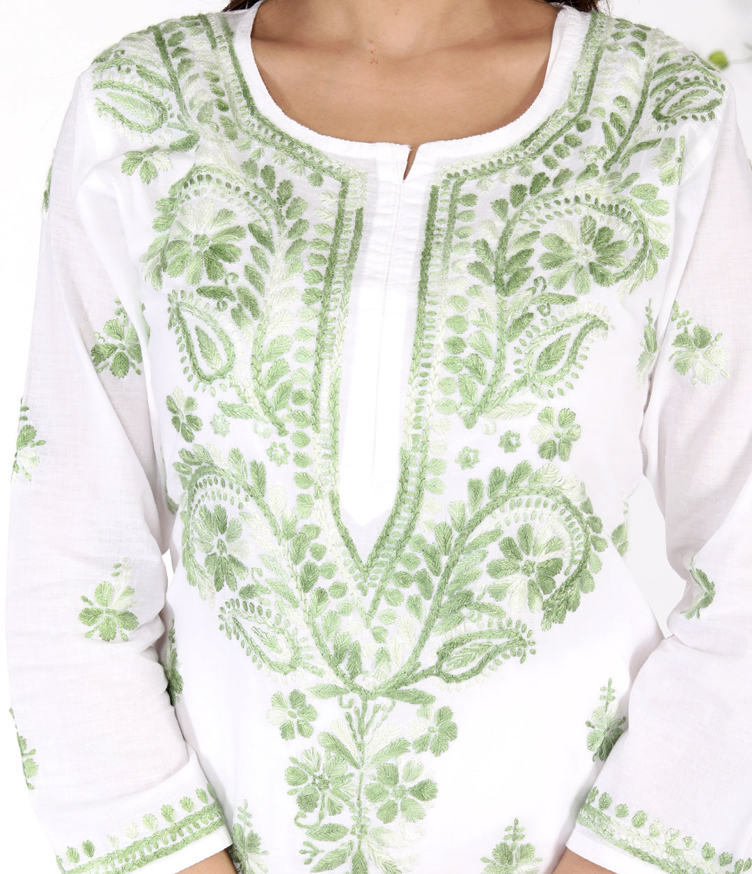 SAIMA COTTON CHIKANKARI LONG KURTI