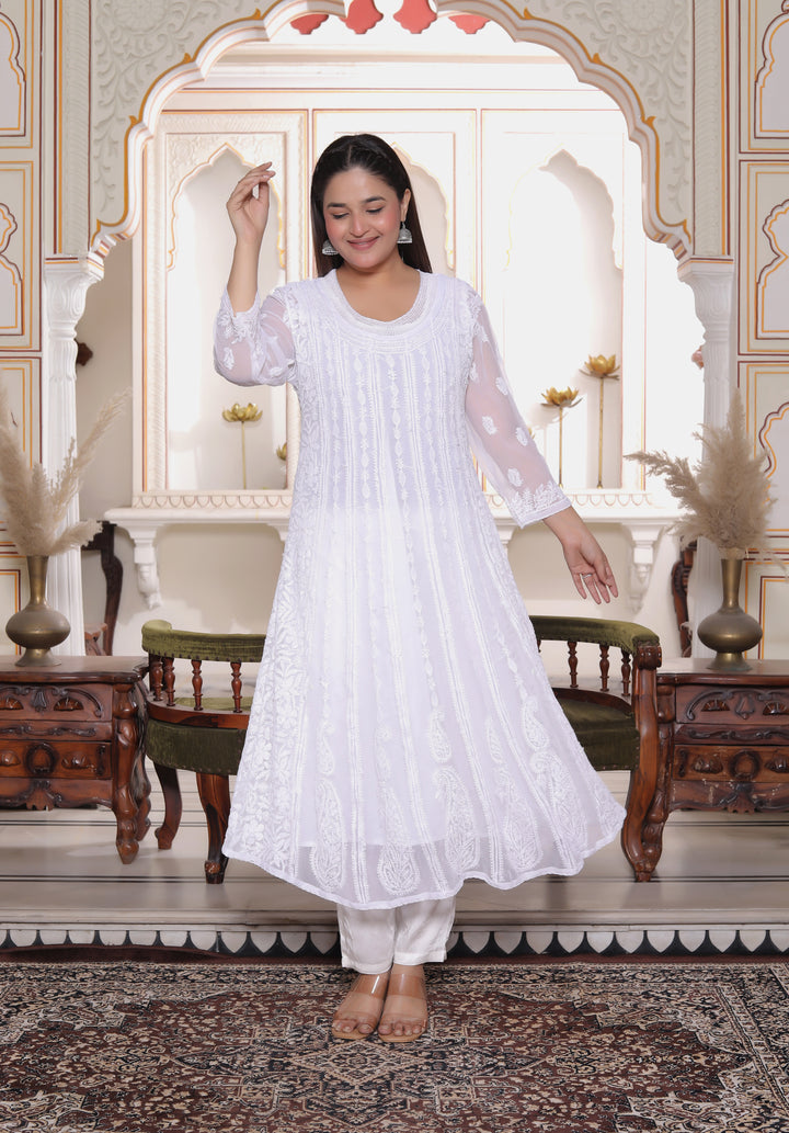 Gulabo Vicose Chikankari Anarkali