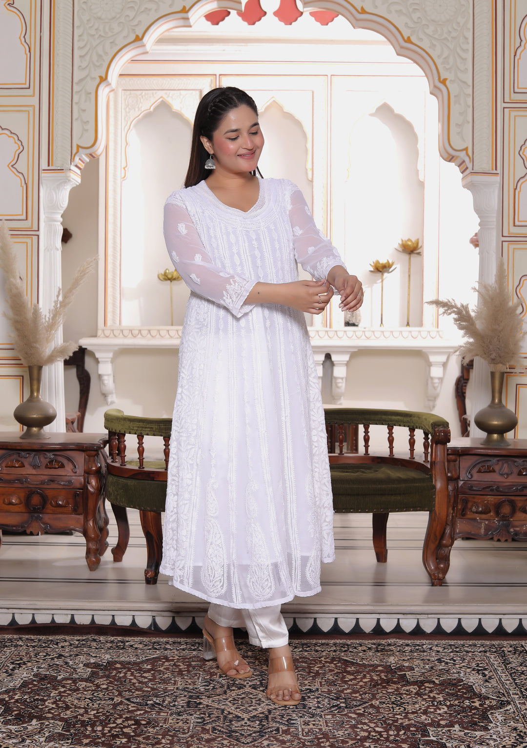 Gulabo Vicose Chikankari Anarkali