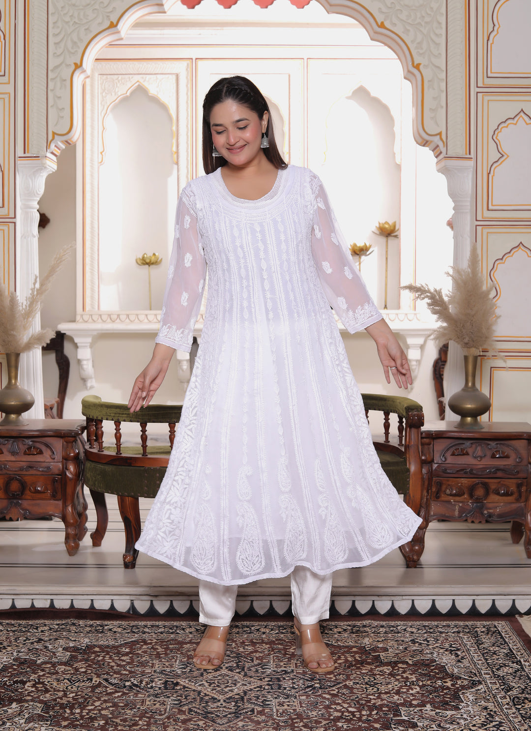 Gulabo Vicose Chikankari Anarkali