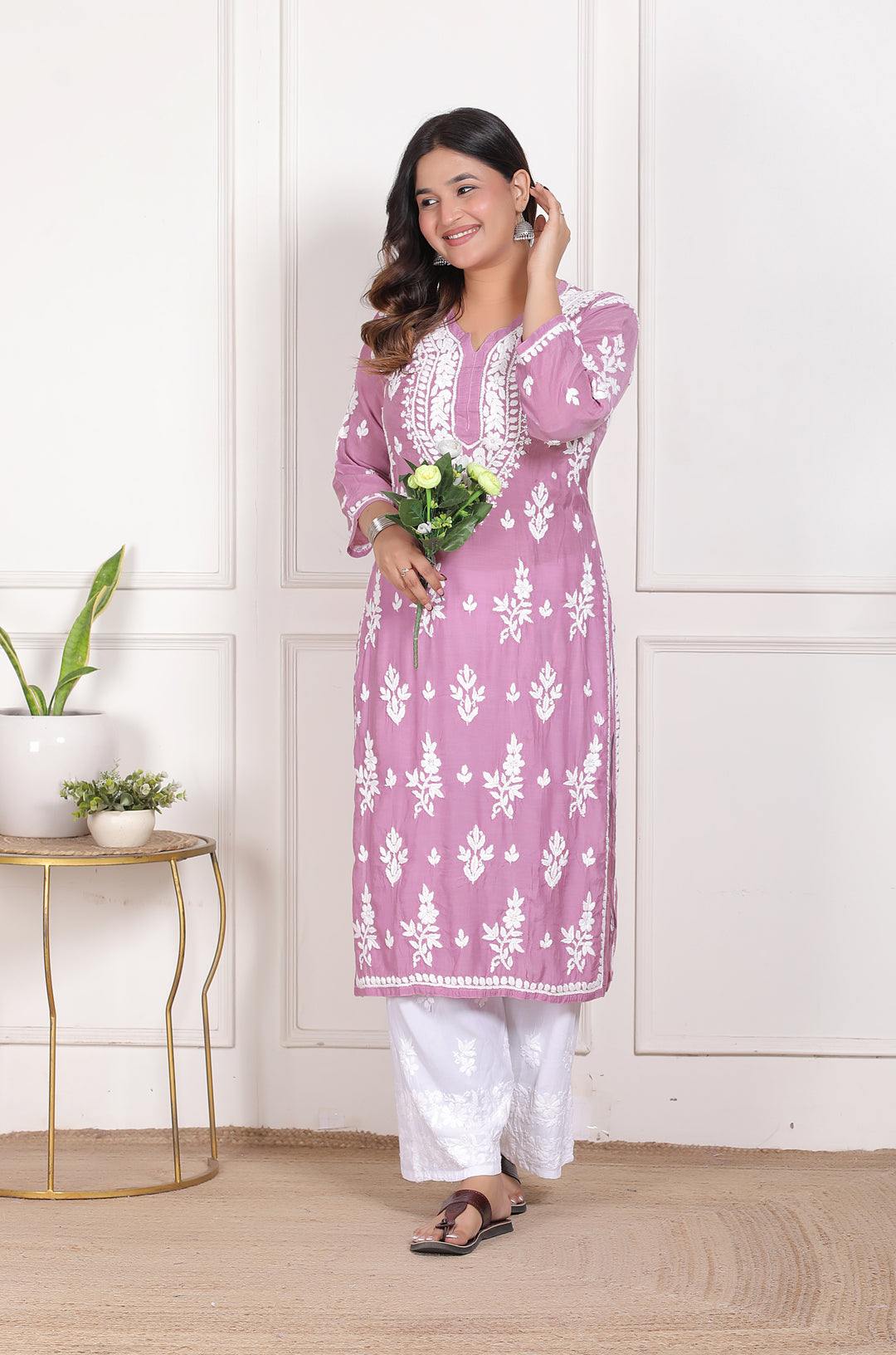 Samya Muslin Chikankari Long Kurti
