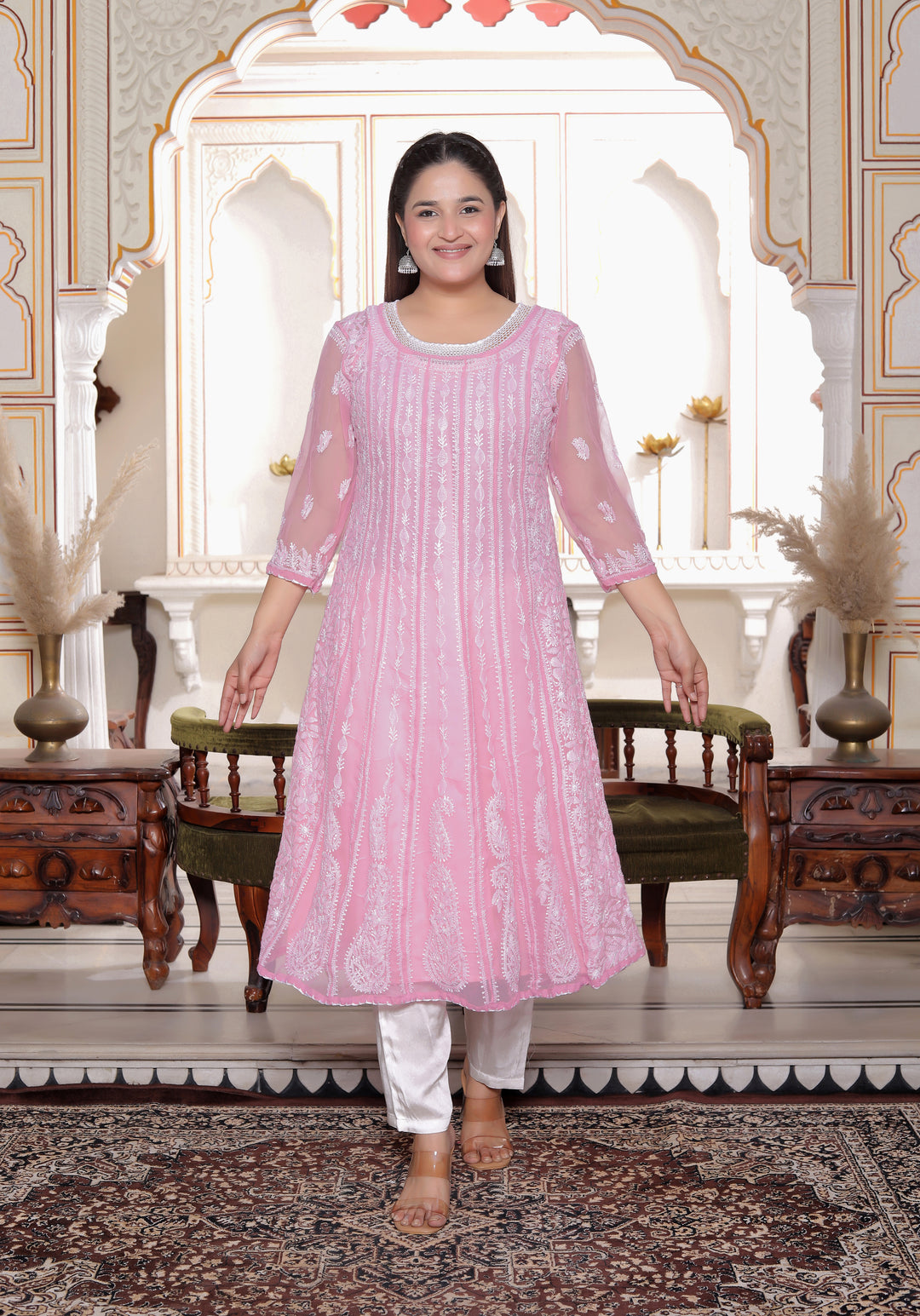 Gulabo Vicose Chikankari Anarkali