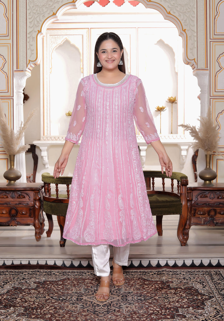 Gulabo Vicose Chikankari Anarkali