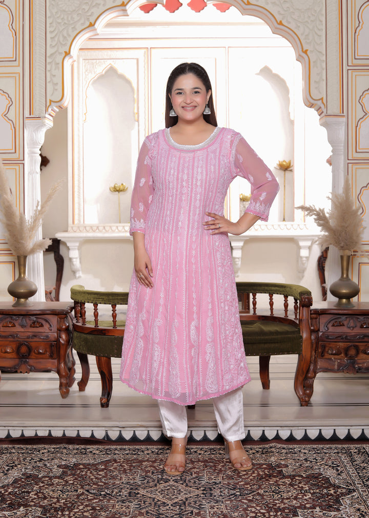 Gulabo Vicose Chikankari Anarkali