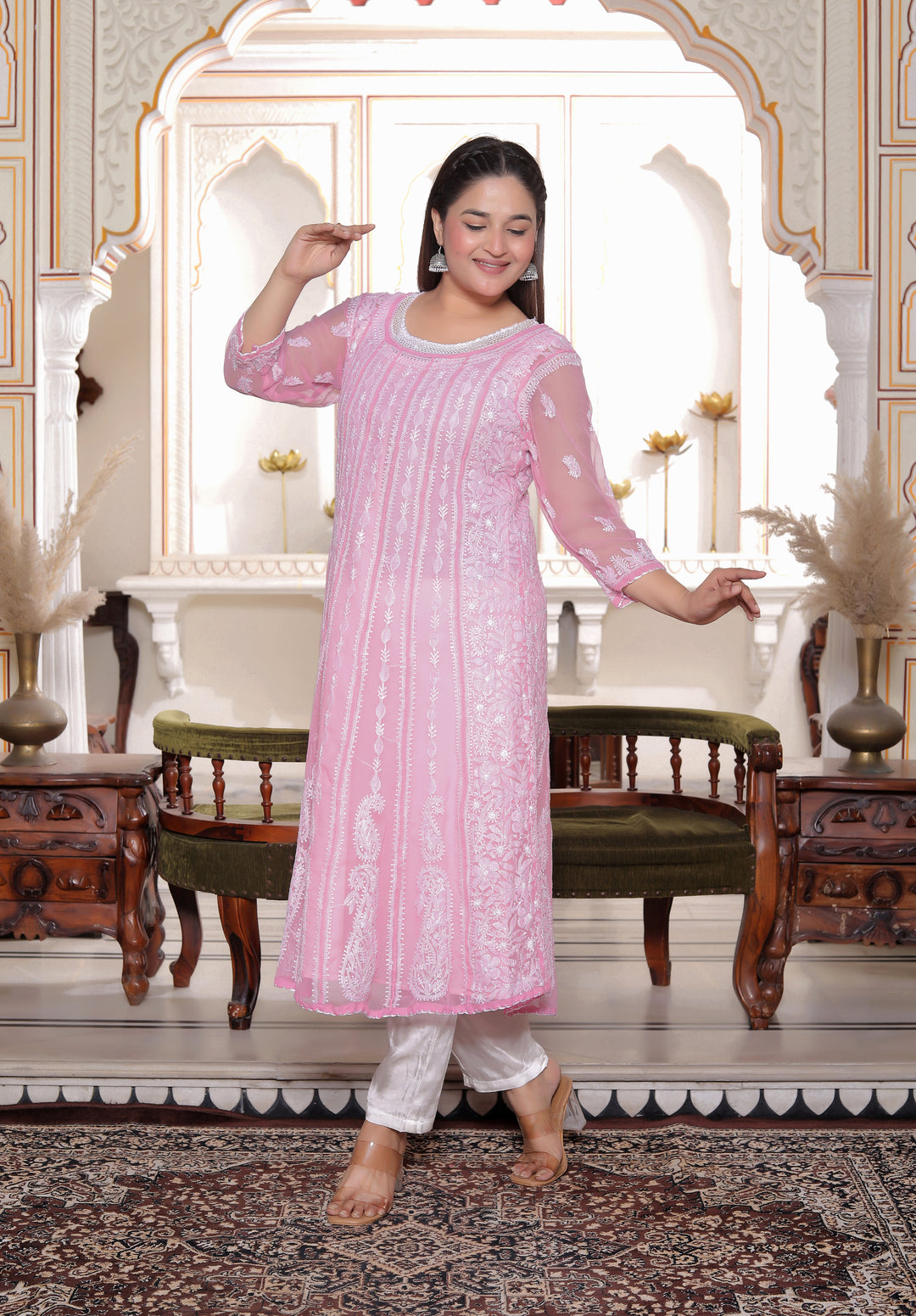 Gulabo Vicose Chikankari Anarkali